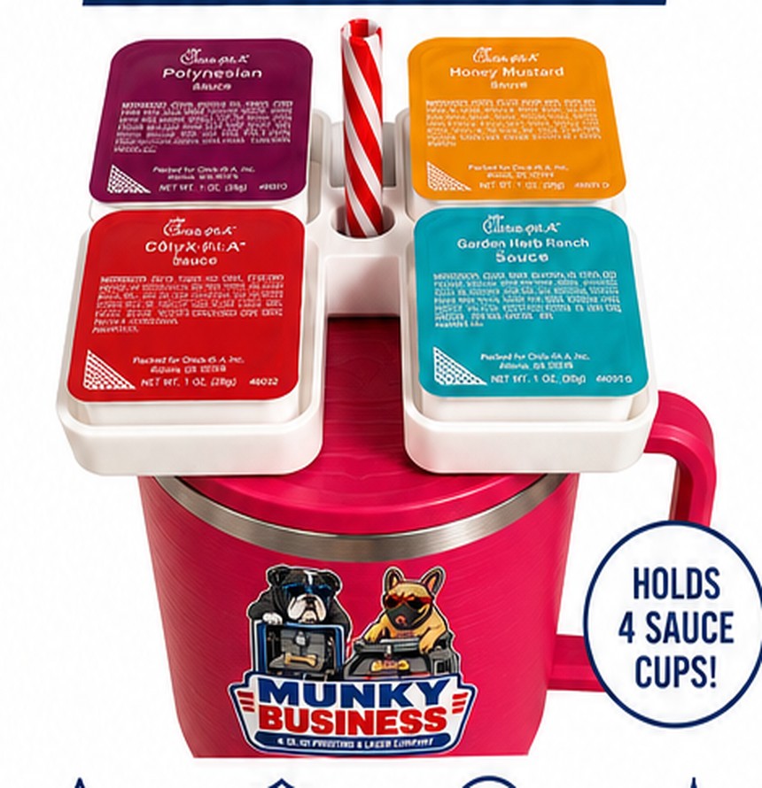 Sauce Boss 4000 holding four sauce cups on a tumbler
